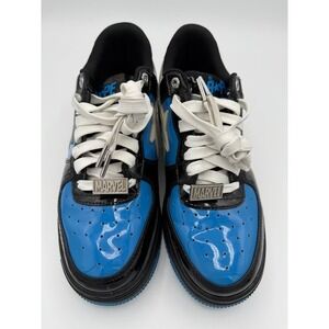 BAPE x Marvel Bapesta Low Sneakers Blue Black Patent Leather Shoes